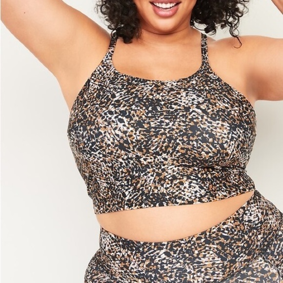Old Navy powersoft longline Racerback padded sportsbra abstract animal print - Picture 1 of 8